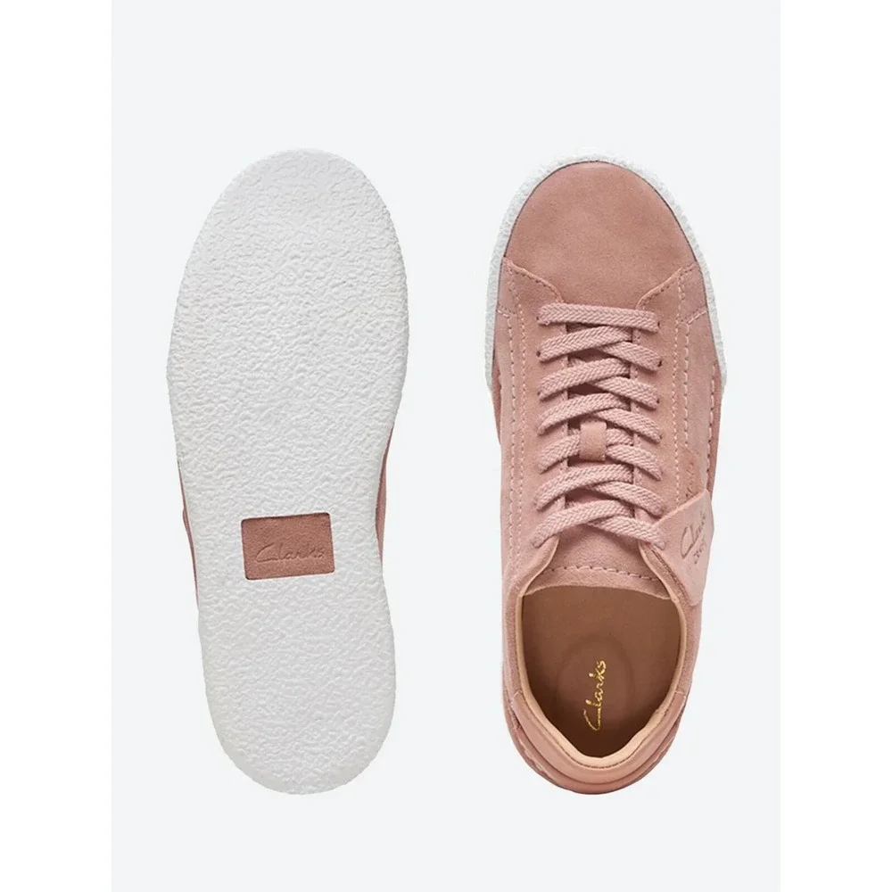 New Clarks Craft Cup Lace Sneakers Soft Girl 11 Rose Suede Pink Low Top Comfort‎